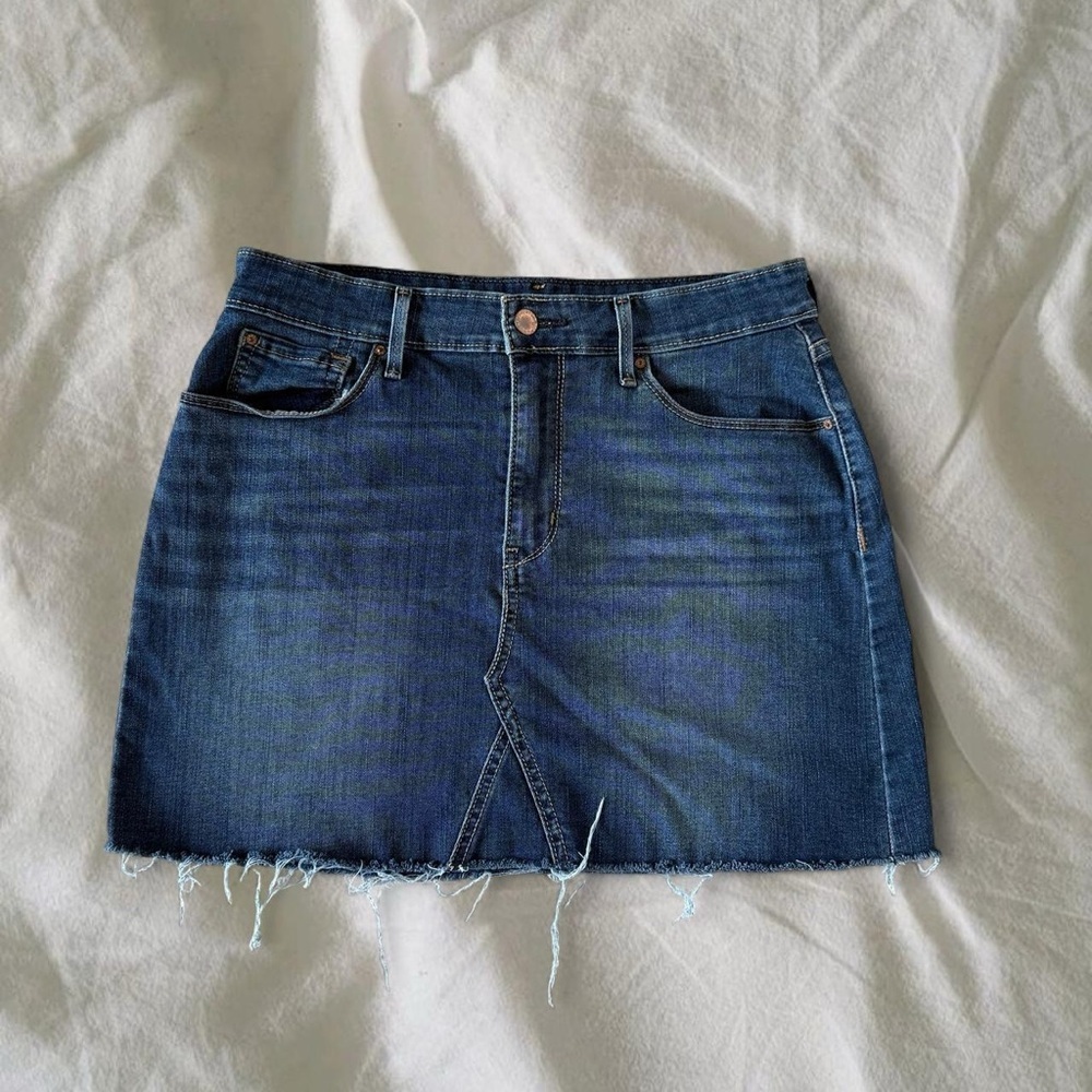 Signature by Levi Strauss Blue Frayed Mini Skirt